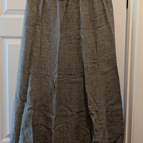 Flax Linen Long Skirt Gray - Picture 2 of 5